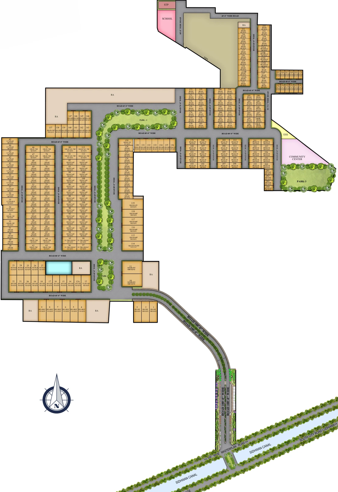 Omaxe New Ludhiana master plan showing residential plots and township layout